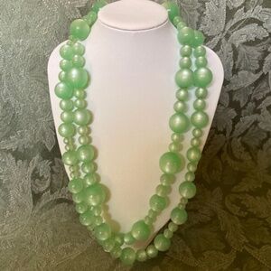 Vintage Opalescence Green Bead Necklace